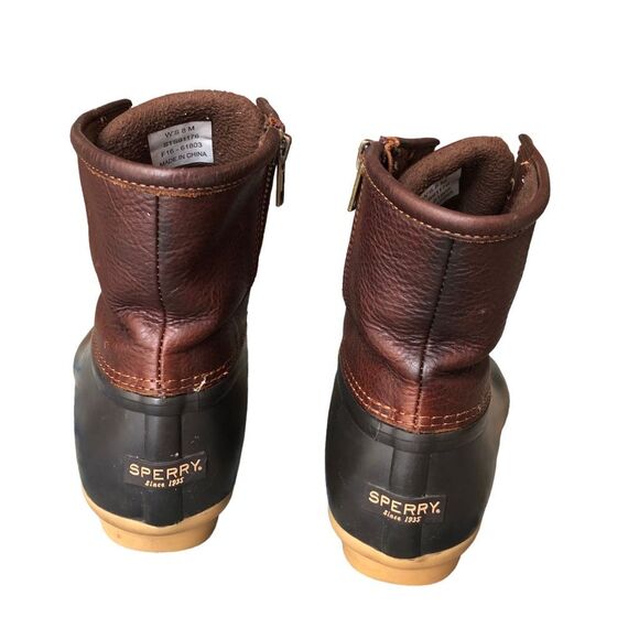 Sperry size 8 Womens Saltwater boots brown leather rubber zip closure - Picture 3 of 8